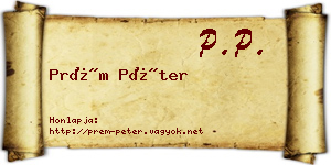 Prém Péter névjegykártya